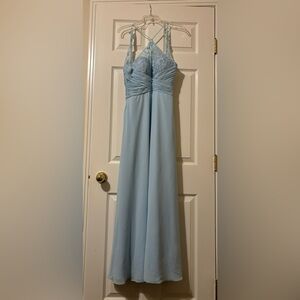 Elegant Blue Lace Evening Gown